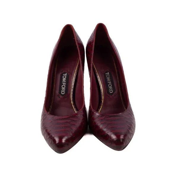 TOM FORD dark red python leather stiletto heel shoes - Picture 3 of 8